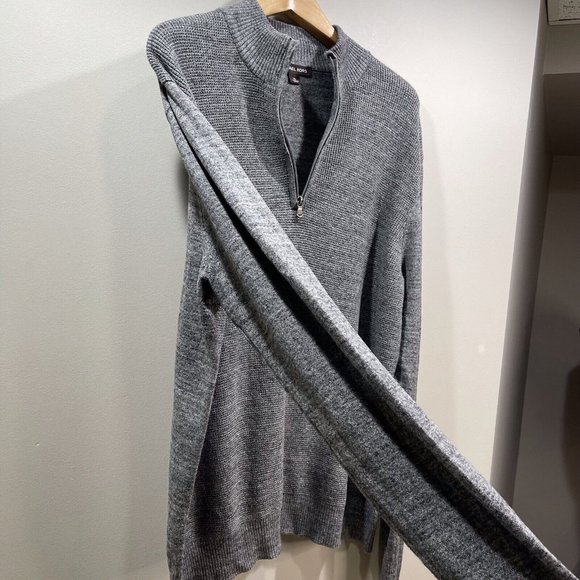 MICHAEL KORS Mens Wool Blend Quarter Zip Knit Sweater Charcoal Gray Size XL - Picture 7 of 11